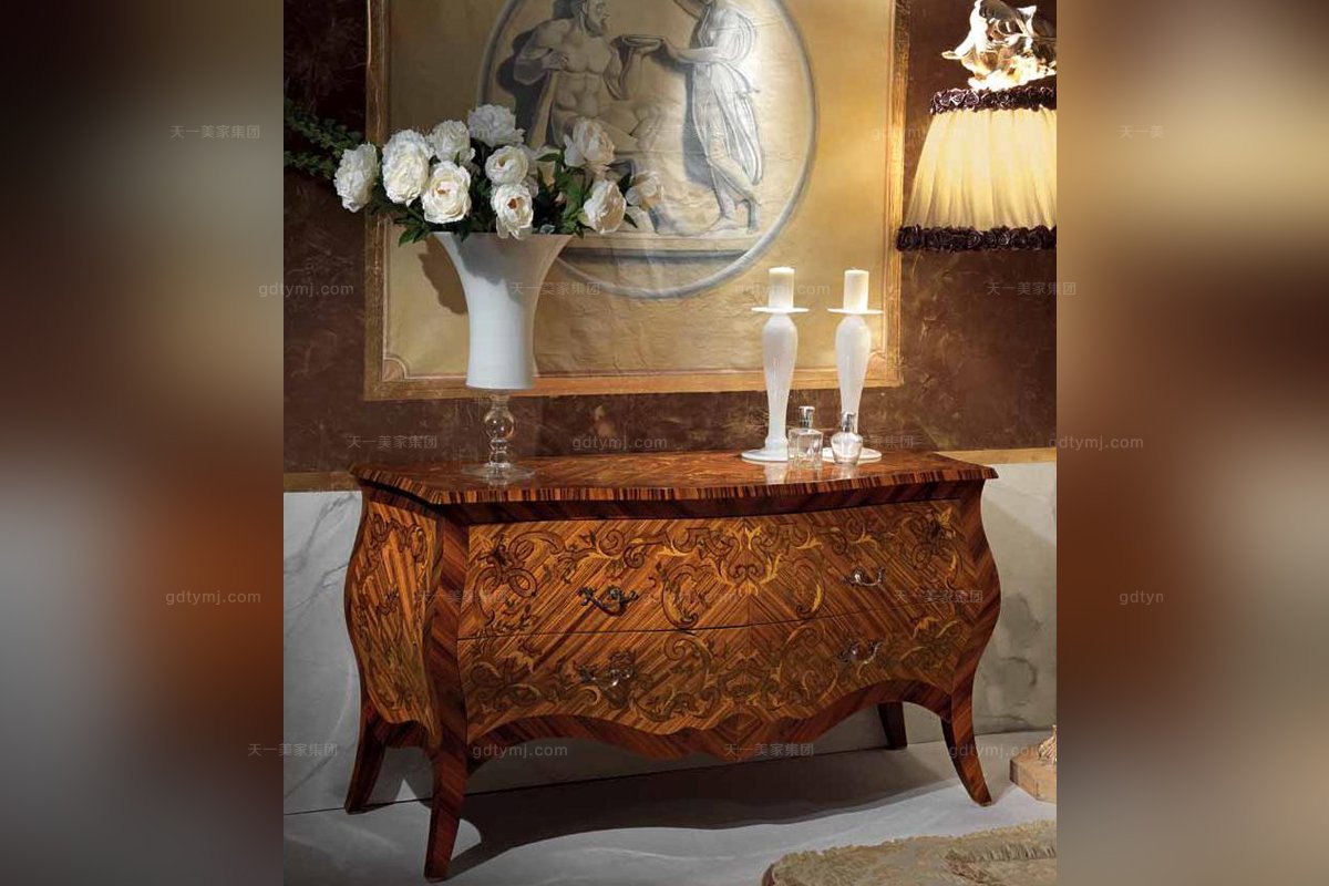 Minotti Luigi&Benigno歐式實木雕花櫻桃色裝飾櫃係列