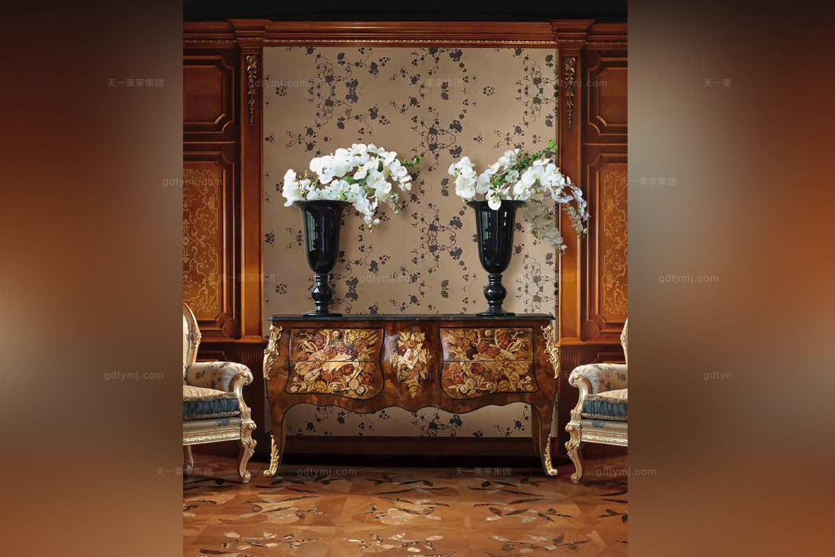 Minotti Luigi&Benigno歐式實木雕花木皮拚花玄關係列